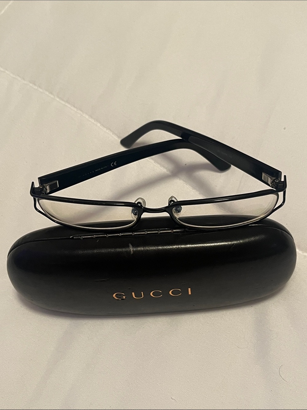 Gucci Women’s Black Semi-Rimless Eyeglasses with Black Gucci Case